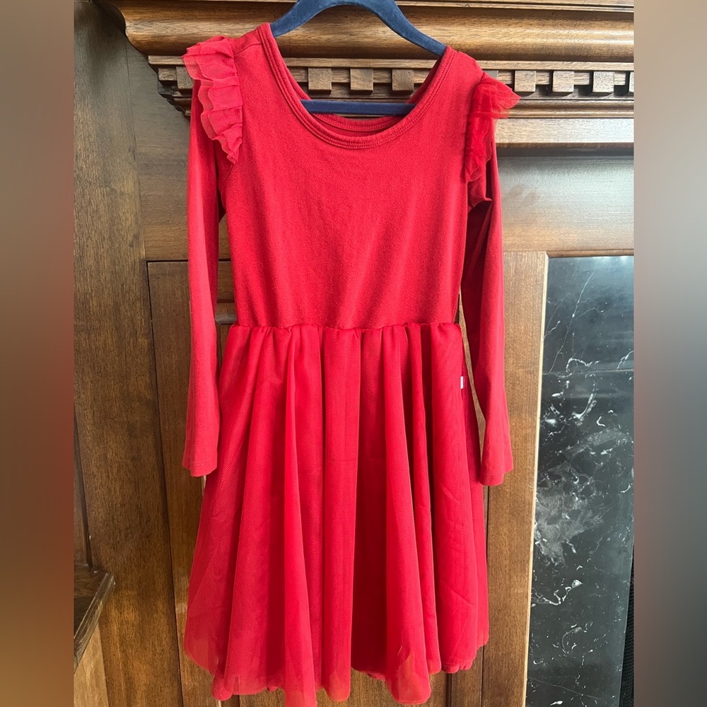Red cotton ruffle Dress